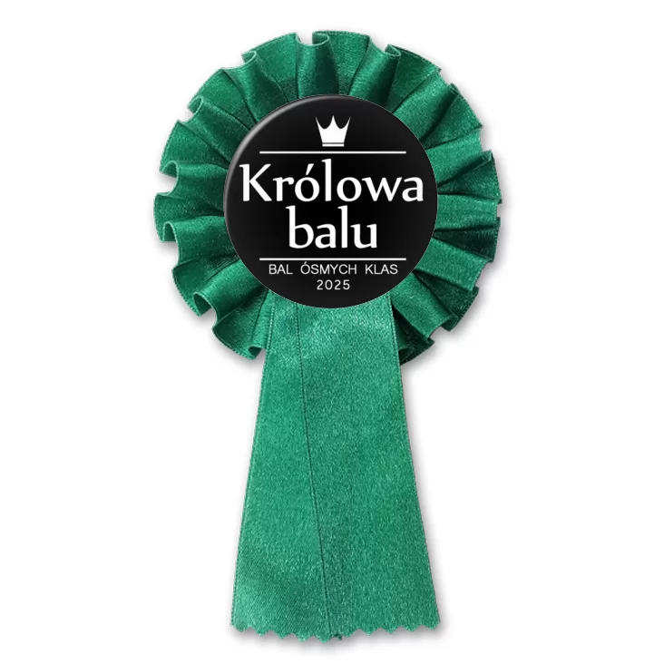 przypinka kotylion Bal Ósmych Klas z koroną królowa balu czarna