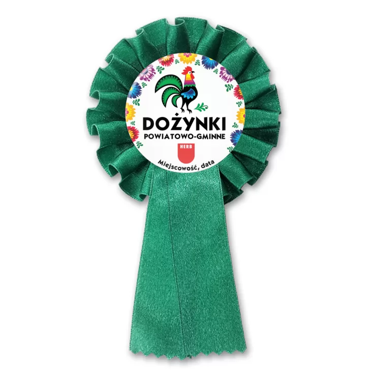 przypinka kotylion Dożynki powiatowo-gminne z kogutem