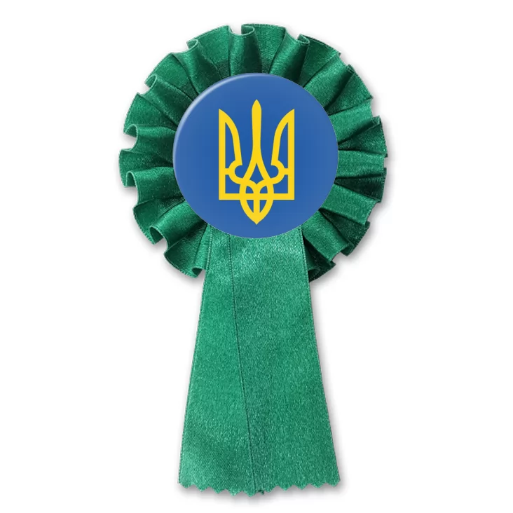 przypinka kotylion Herb Ukraina na niebieskim tle