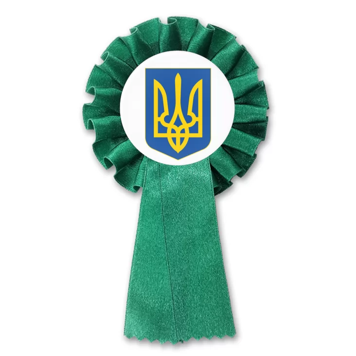 przypinka kotylion Herb Ukraina na białym tle