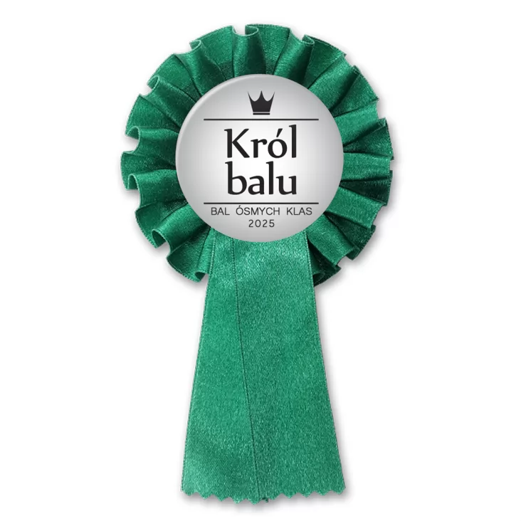 przypinka kotylion Król Balu Ósmych Klas szary