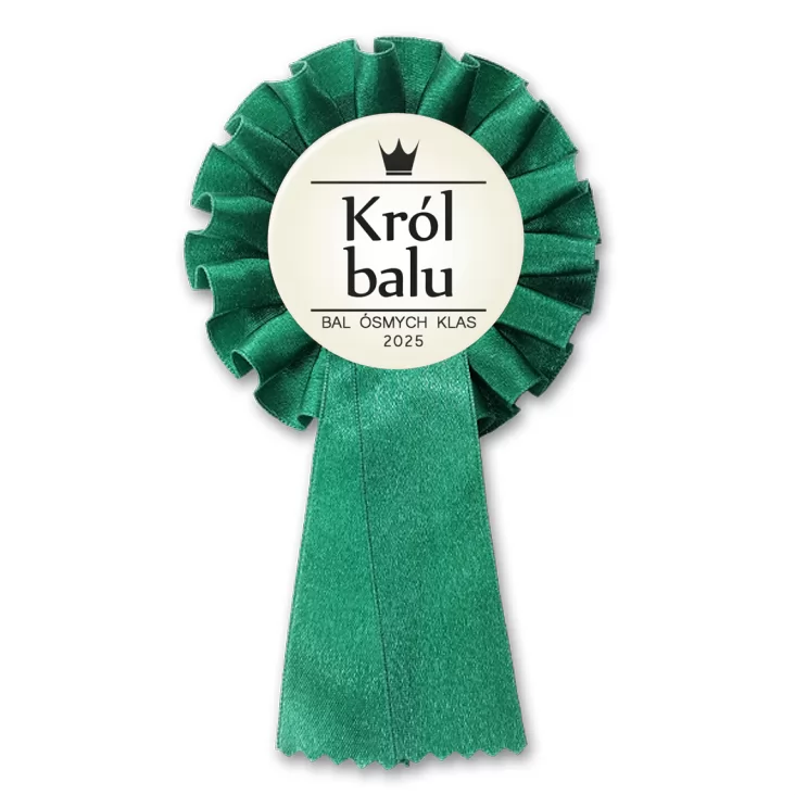 przypinka kotylion Król Balu z koroną Bal Ósmych Klas