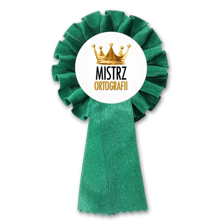 przypinka kotylion Mistrz Ortografii w koronie