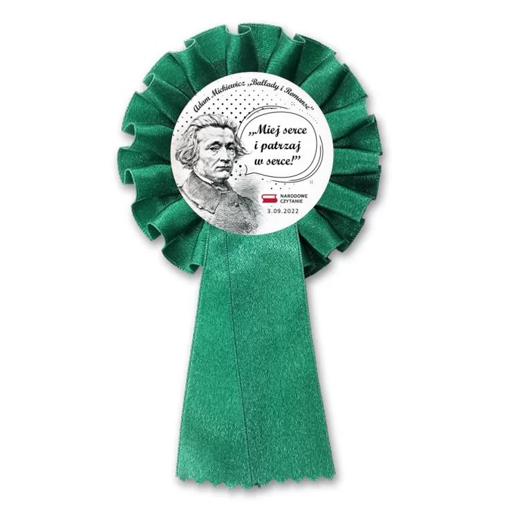przypinka kotylion Narodowe Czytanie Adam Mickiewicz cytat