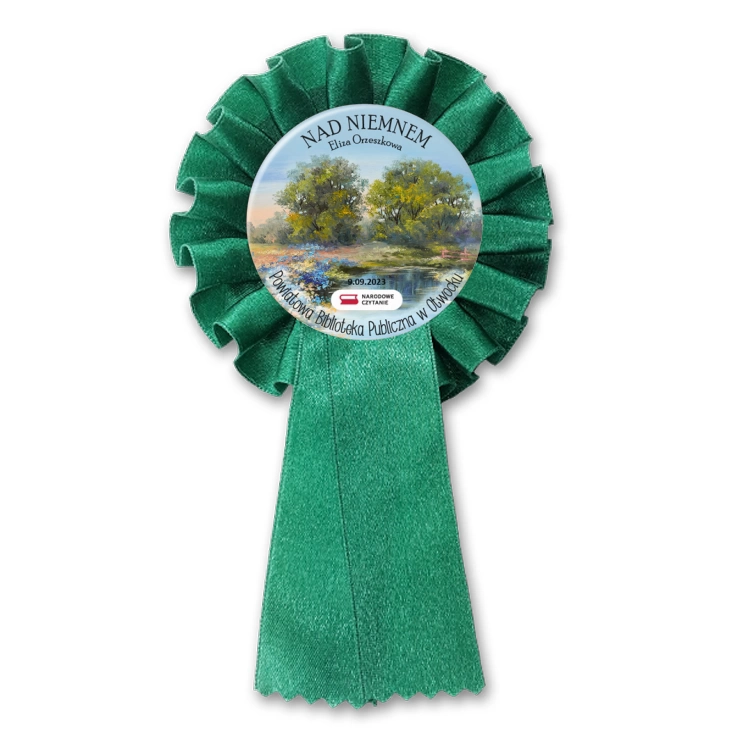 przypinka kotylion Narodowe Czytanie Eliza Orzeszkowa Biblioteka Otwock