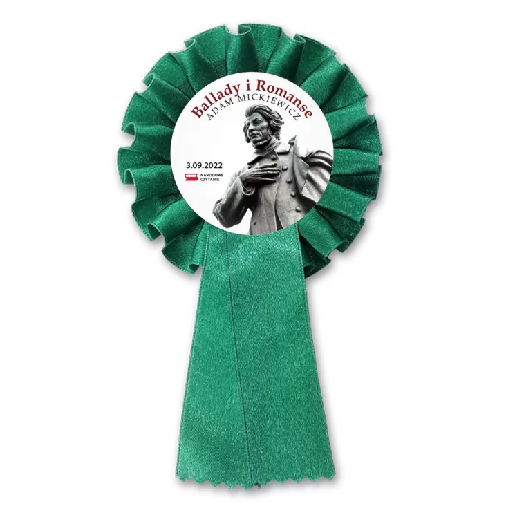 przypinka kotylion Narodowe Czytanie poezji Adama Mickiewicza