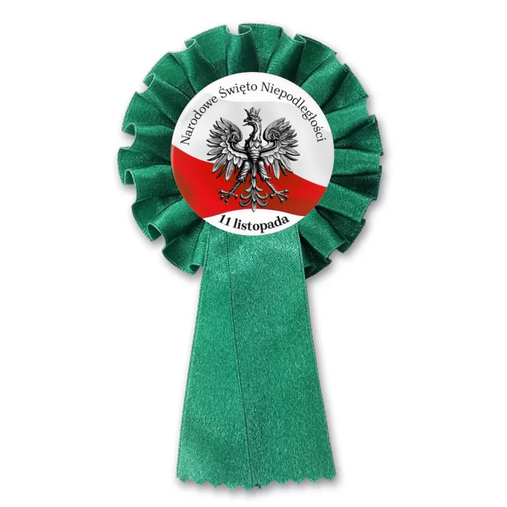 przypinka kotylion Narodowe Święto Niepodległości Orzeł na tle flagi