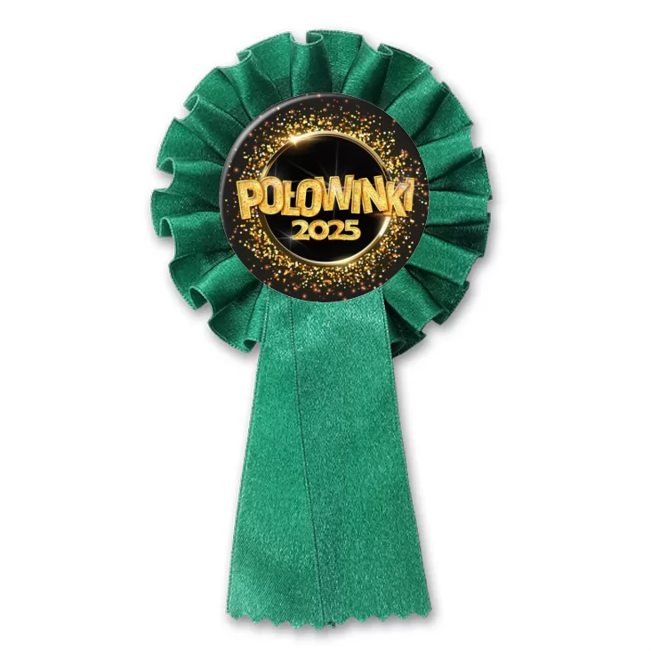 przypinka kotylion Połowinki złoty napis