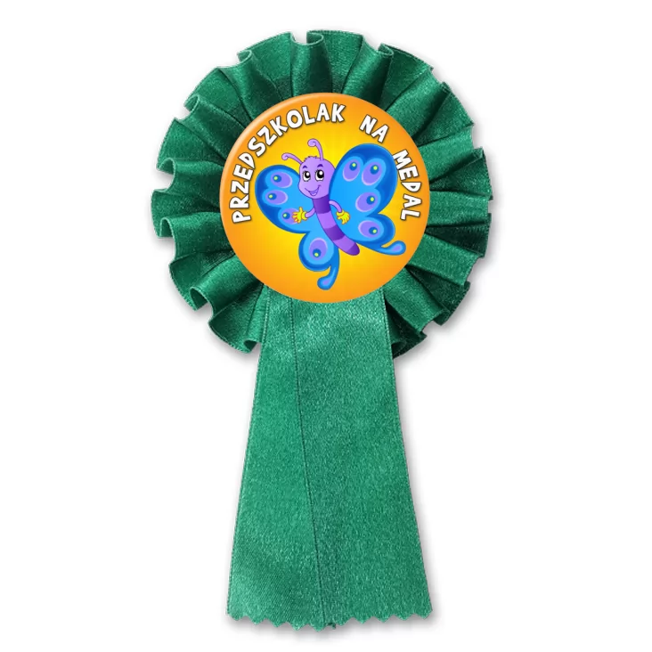 przypinka kotylion Przedszkolak na medal grupa motylki