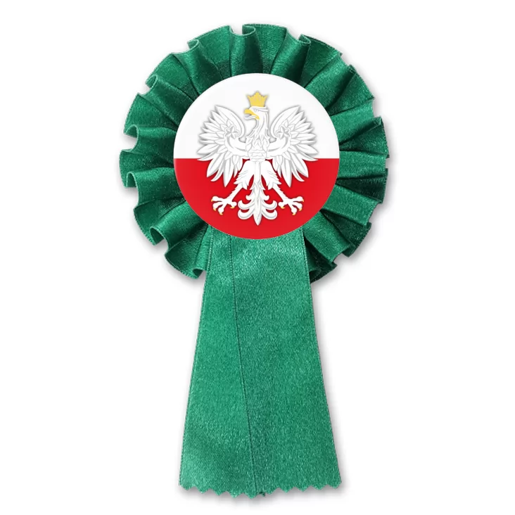 przypinka kotylion Godło - Orzeł na tle biało-czerwonym