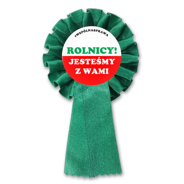 przypinka kotylion Rolnicy jesteśmy z Wami
