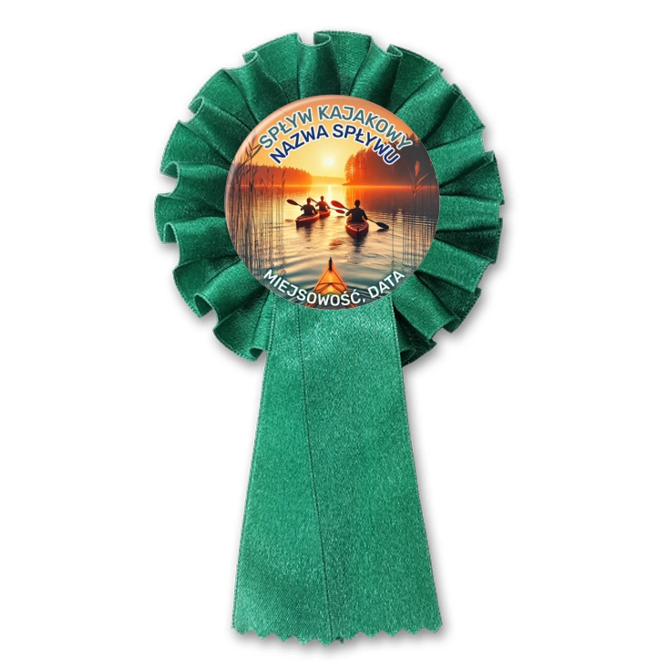 przypinka kotylion Spływ kajakowy zachód słońca