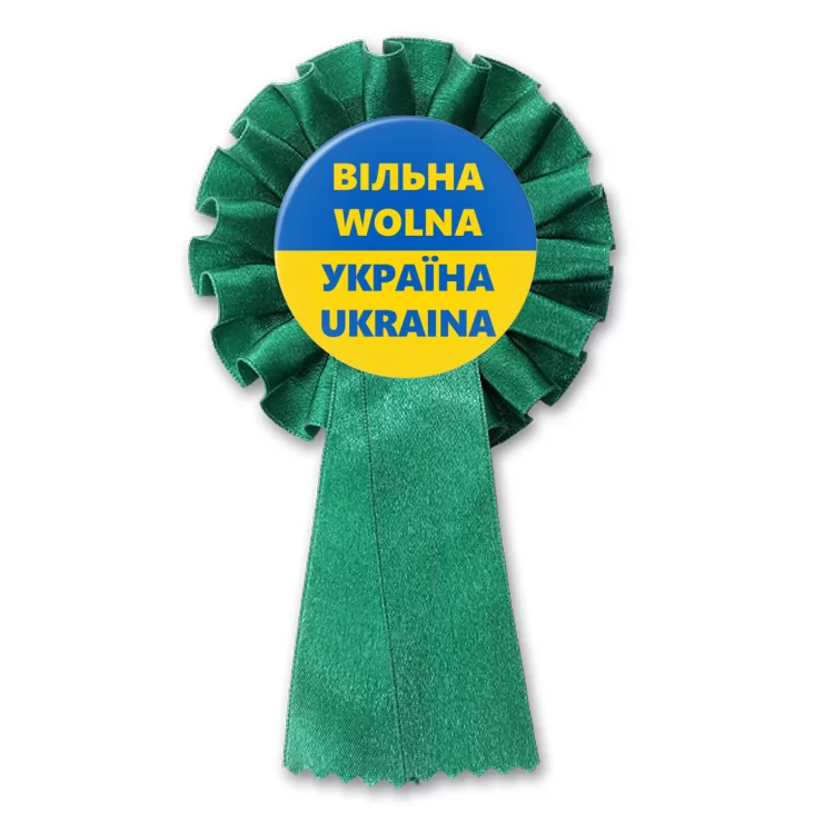 przypinka kotylion Wolna Ukraina dwujęzyczna