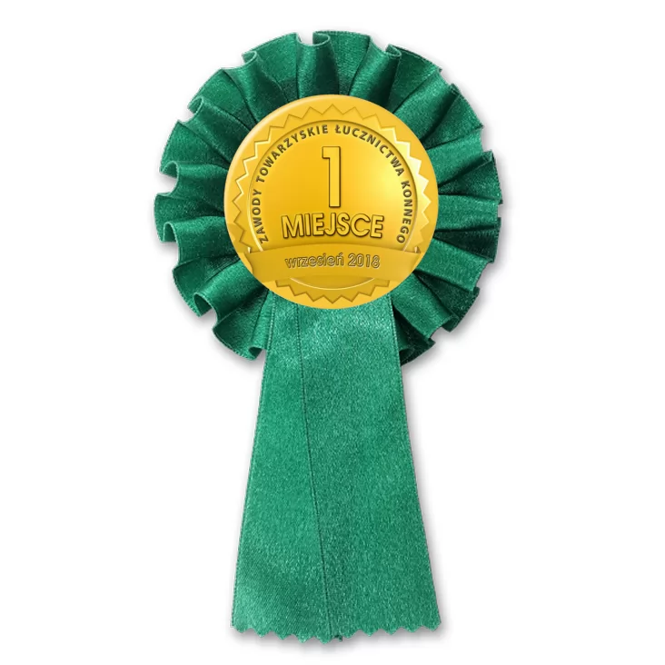 przypinka kotylion Zawody Towarzyskie Łucznictwa Konnego Złoty Medal
