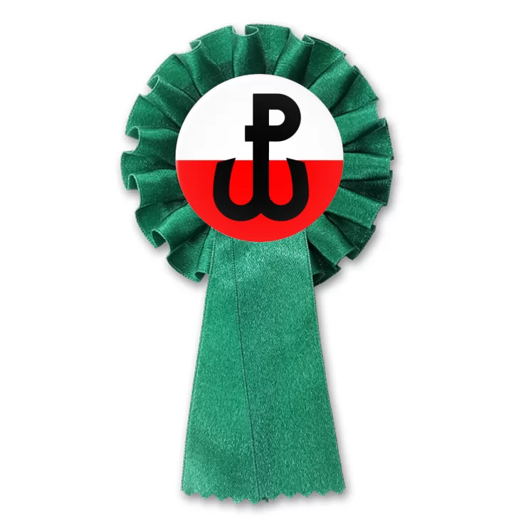 przypinka kotylion Znak Polska Walcząca na biało-czerwonym tle