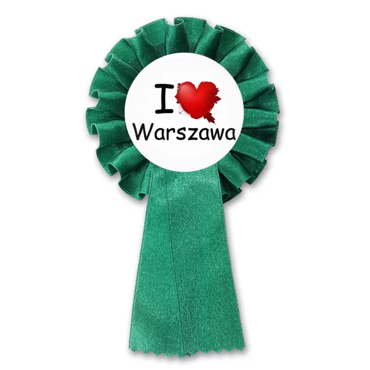przypinka kotylion I love Warszawa
