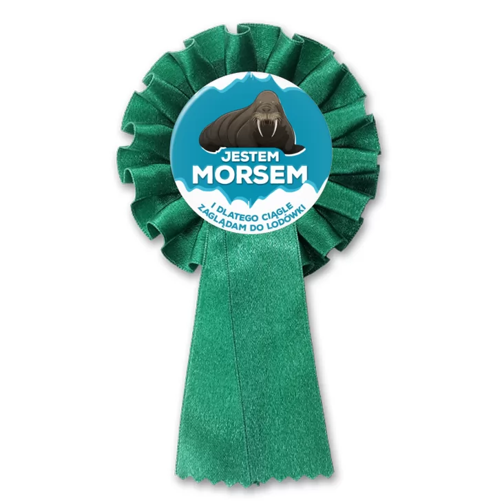 przypinka kotylion Jestem morsem z kłami