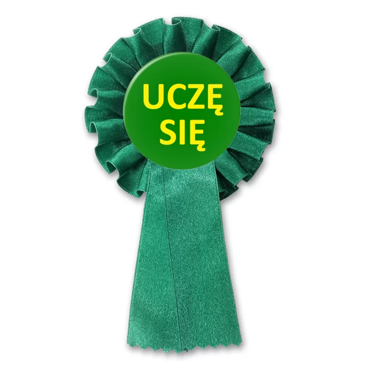 przypinka kotylion Uczę się napis