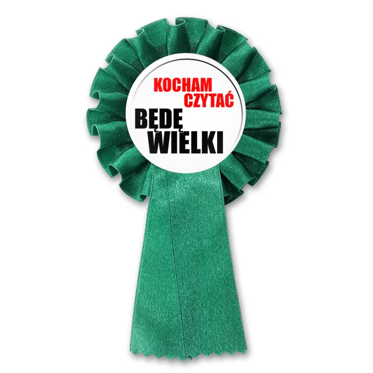przypinka kotylion Kocham czytać - będę wielki