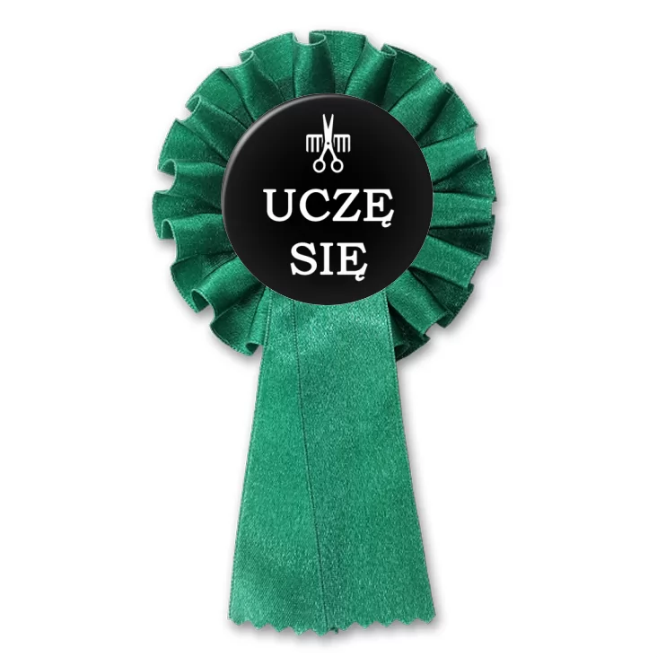 przypinka kotylion Uczę się - Fryzjer