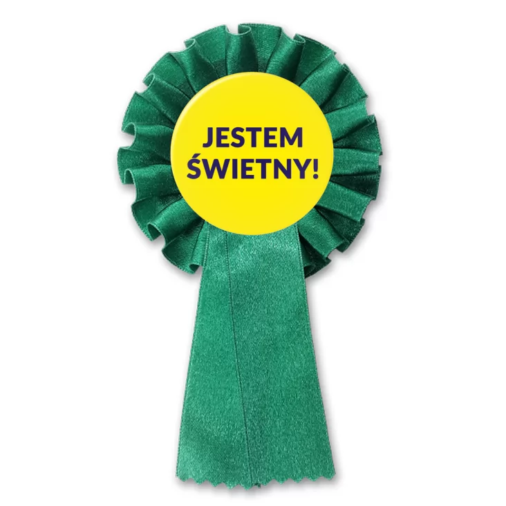 przypinka kotylion Jestem Świetny!