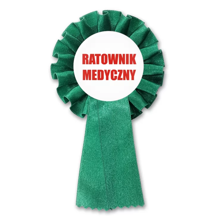 przypinka kotylion Ratownik Medyczny czerwony napis