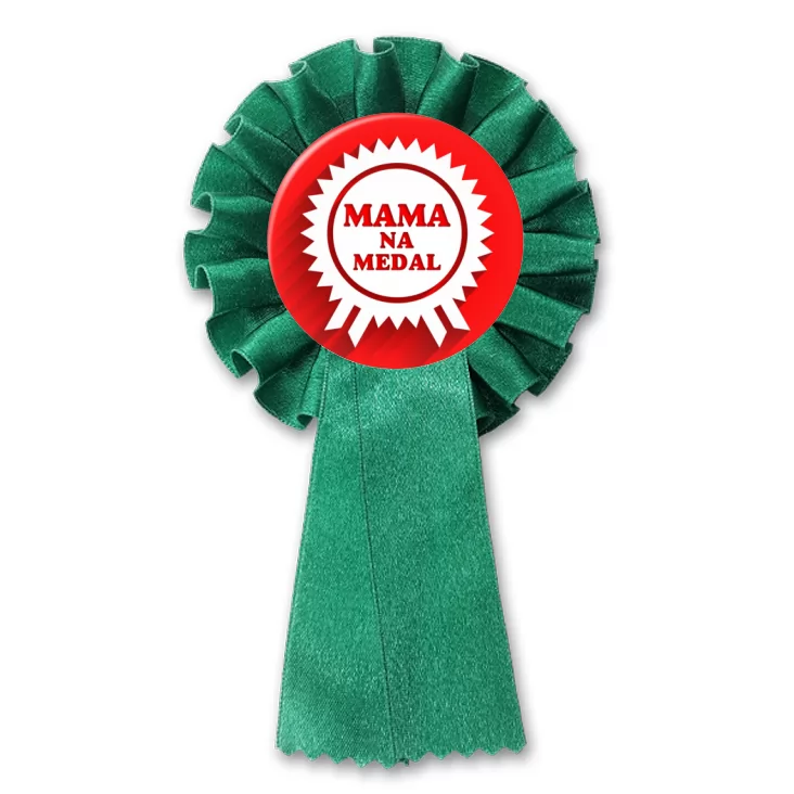 przypinka kotylion Mama na medal z rozetą