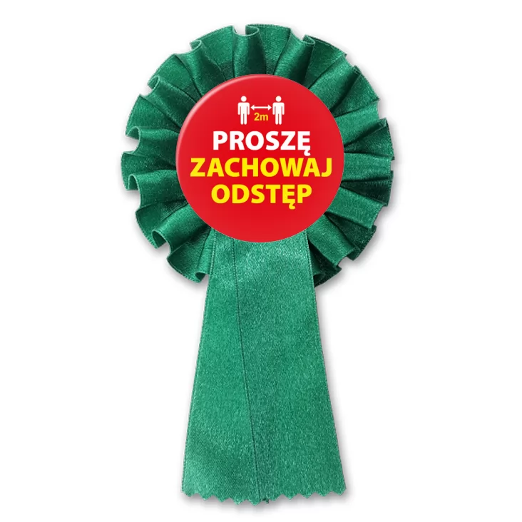 przypinka kotylion Zachowaj odstęp proszę