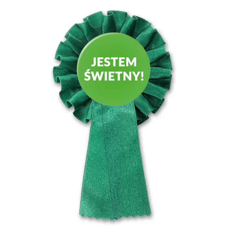przypinka kotylion Jestem Świetny!