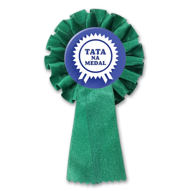 przypinka kotylion Tata na medal z rozetą