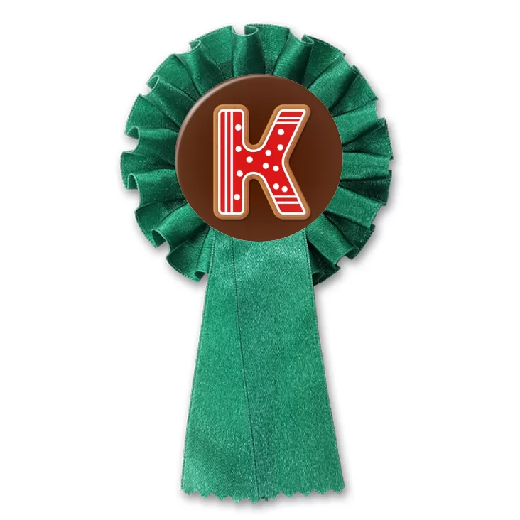 przypinka kotylion Piernikowa litera K