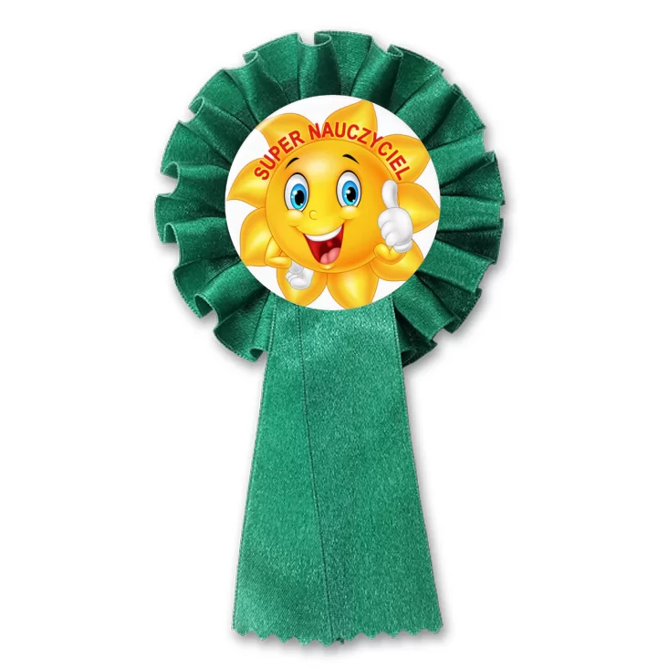 przypinka kotylion Super nauczyciel ze słoneczkiem