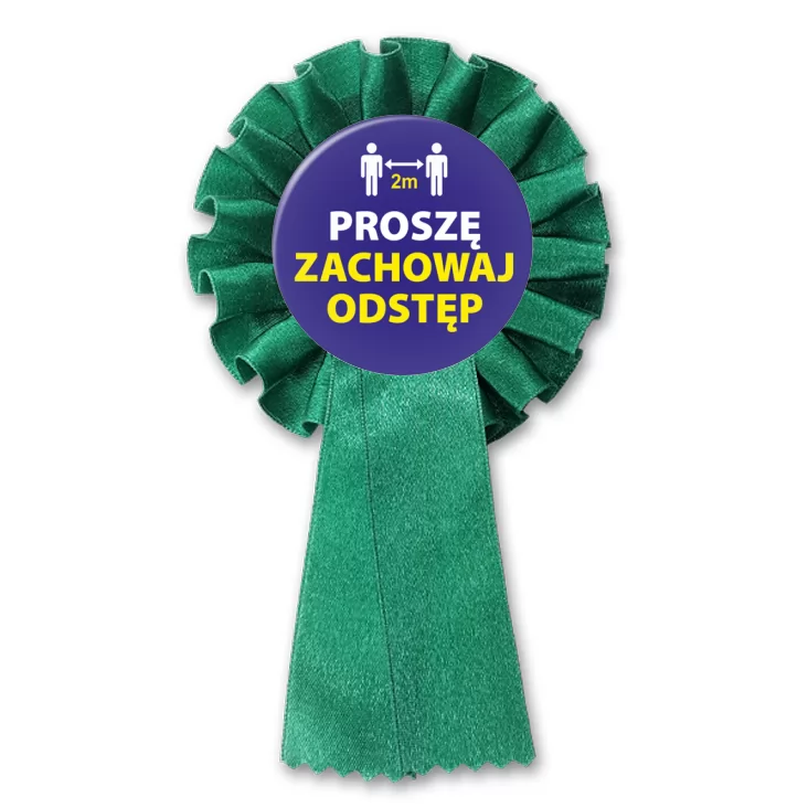 przypinka kotylion Proszę zachowaj odstęp