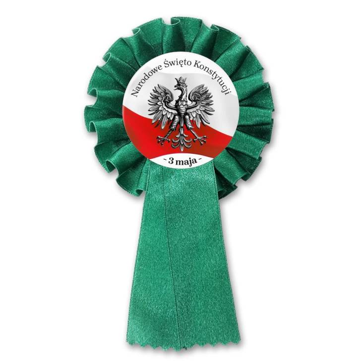 przypinka kotylion Narodowe Święto Konstytucji z srebrnym godłem 3 maja