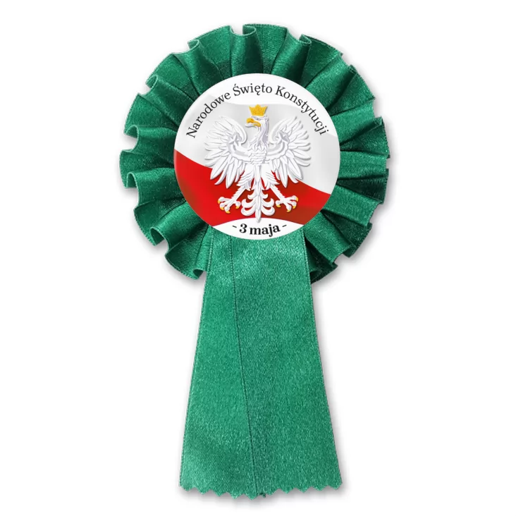 przypinka kotylion 3 maja Narodowe Święto Konstytucji orzeł na tle flagi