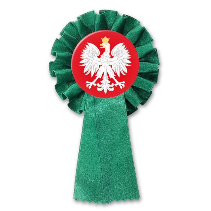 przypinka kotylion Orzeł na czerwonym tle