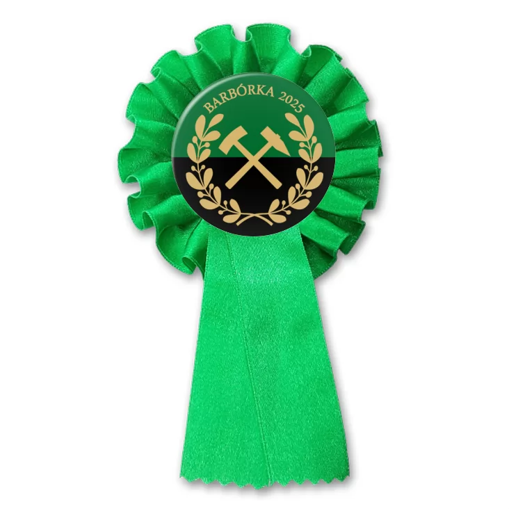 przypinka kotylion Barbórka zielono-czarna
