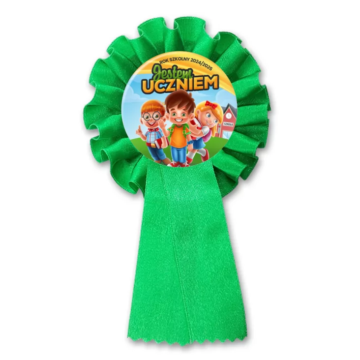 przypinka kotylion Jestem uczniem z trójką dzieci