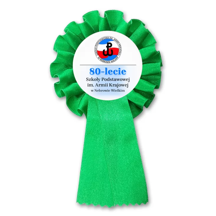 przypinka kotylion Jubileusz 80-lecia SP im. Armii Krajowej w Nebrowie Wielkim