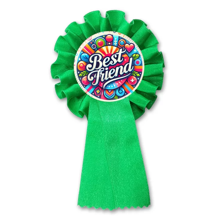 przypinka kotylion Kolorowy napis Best Friend