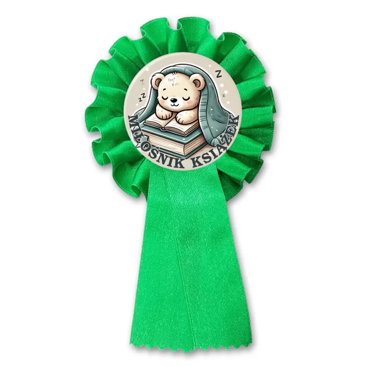 przypinka kotylion Miś miłośnik książek
