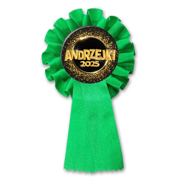 przypinka kotylion Andrzejki złoty napis