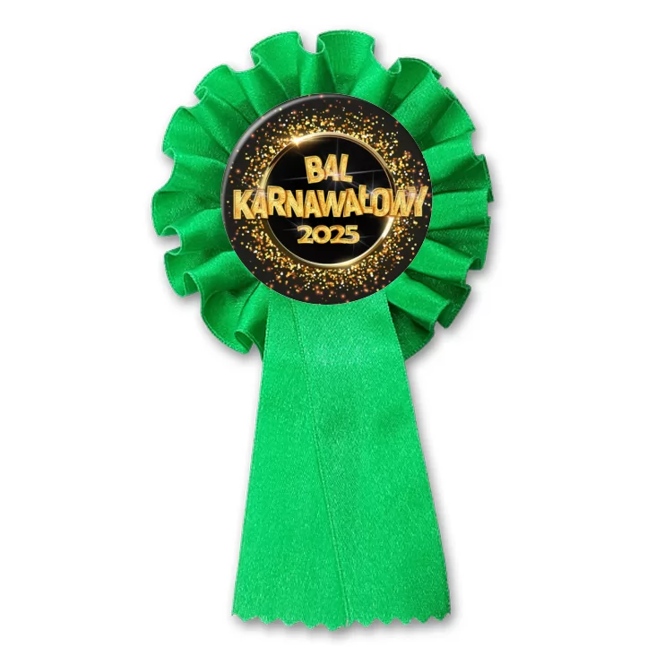przypinka kotylion Bal Karnawałowy złoty napis
