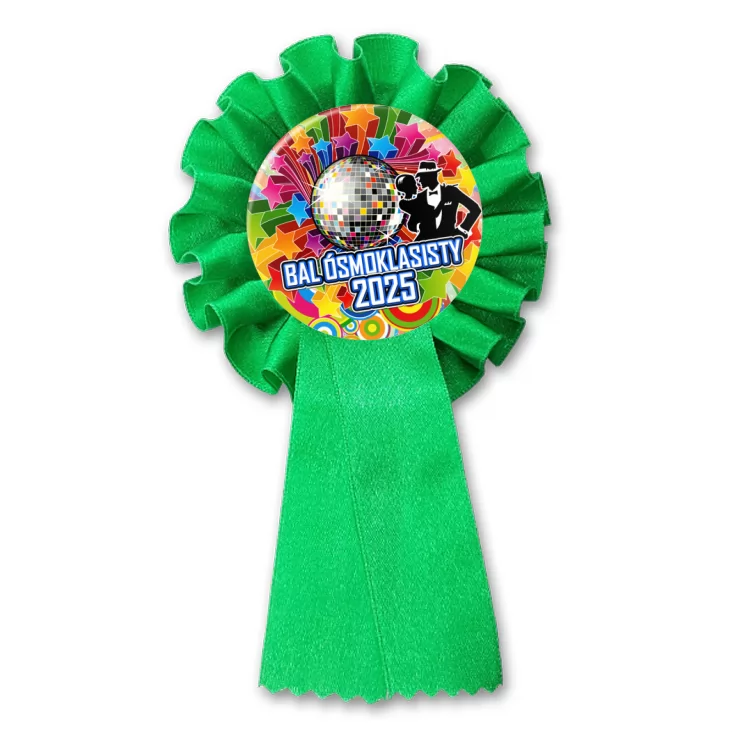 przypinka kotylion Bal ósmoklasisty z kulą disco