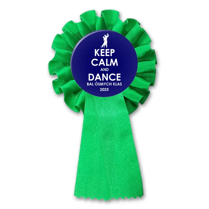 przypinka kotylion Bal Ósmych Klas keep calm and dance