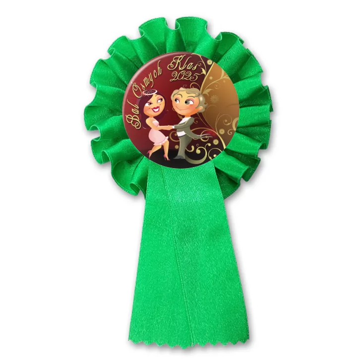 przypinka kotylion Bal Ósmych Klas słodka para brąz