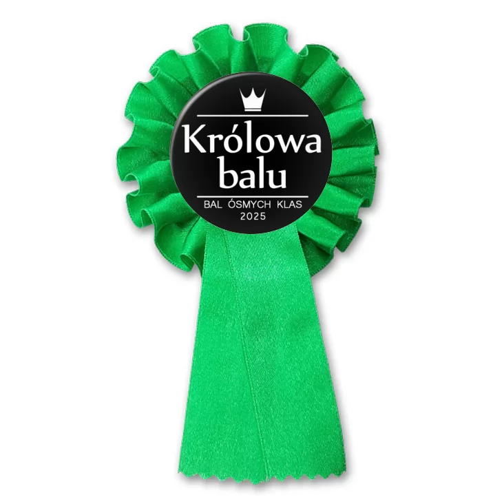przypinka kotylion Bal Ósmych Klas z koroną królowa balu czarna