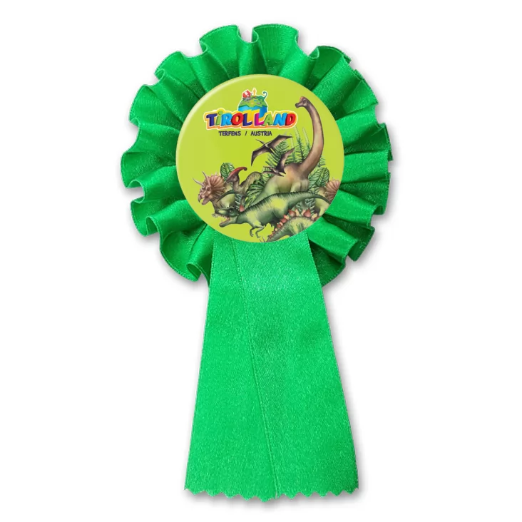 przypinka kotylion Dinozaury na seledynowym tle Tirolland