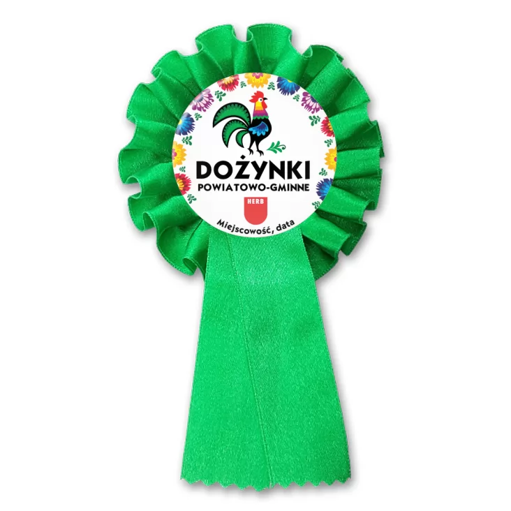 przypinka kotylion Dożynki powiatowo-gminne z kogutem