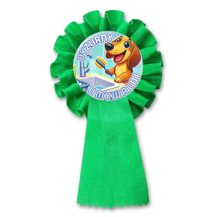 przypinka kotylion Dyżurny umywalni jamnik